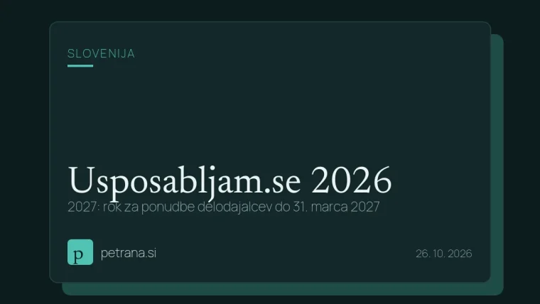 Usposabljam.se 2026–2027: rok za ponudbe delodajalcev do 31. marca 2027