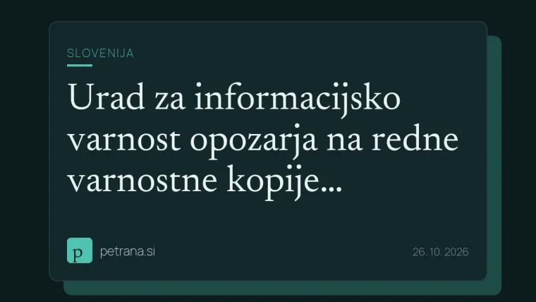 Urad za informacijsko varnost opozarja na redne varnostne kopije podatkov