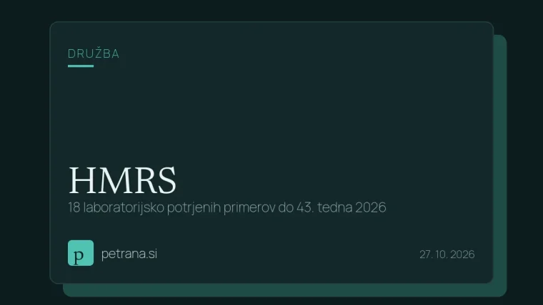 HMRS: 18 laboratorijsko potrjenih primerov do 43. tedna 2026