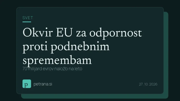 Okvir EU za odpornost proti podnebnim spremembam: 70 milijard evrov naložb na leto
