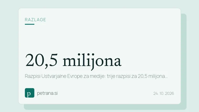 Razpisi Ustvarjalne Evrope za medije: trije razpisi za 20,5 milijona evrov